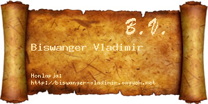 Biswanger Vladimir névjegykártya